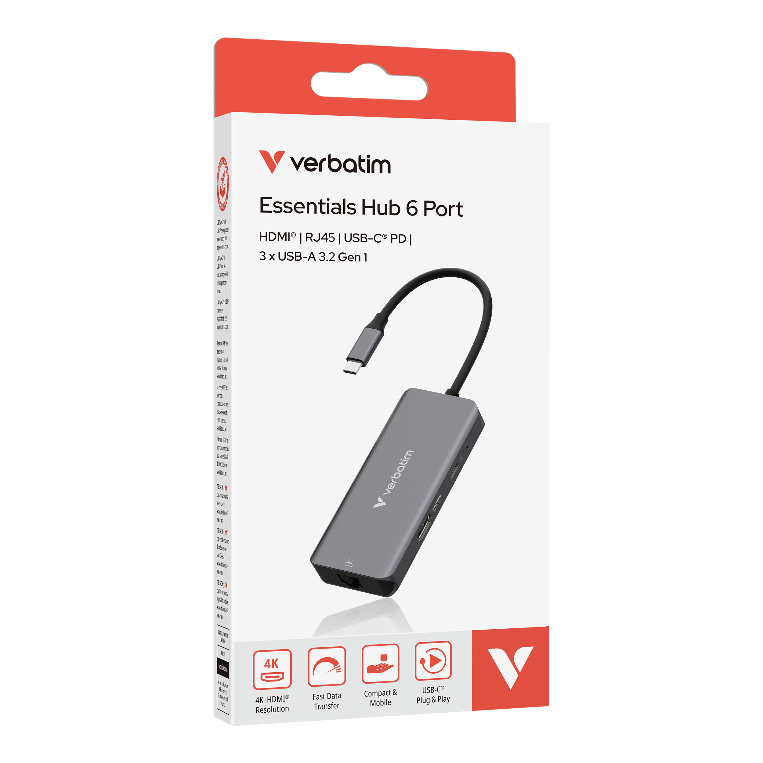 Verbatim Essentials Multiport Hub 6-Port USB-C RJ45