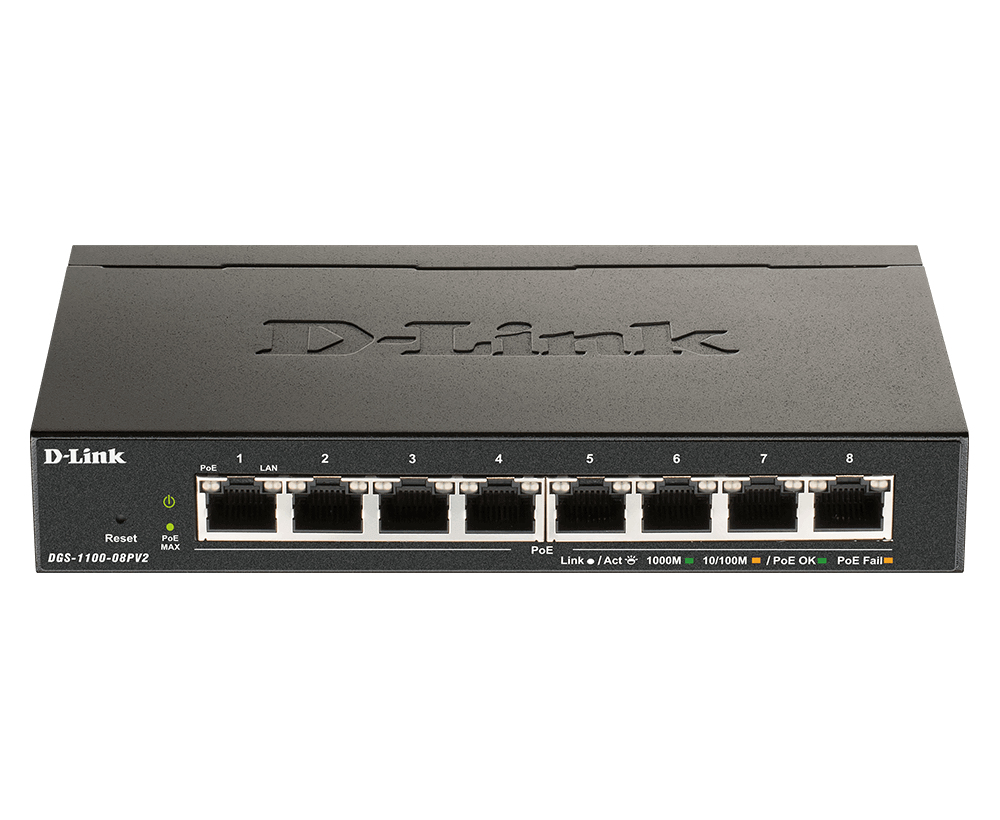 DLINK DGS110008PV2E 8Port Layer2 PoE Smart Gigabit Switch 8x 101001000Mbits ohne Lüfter