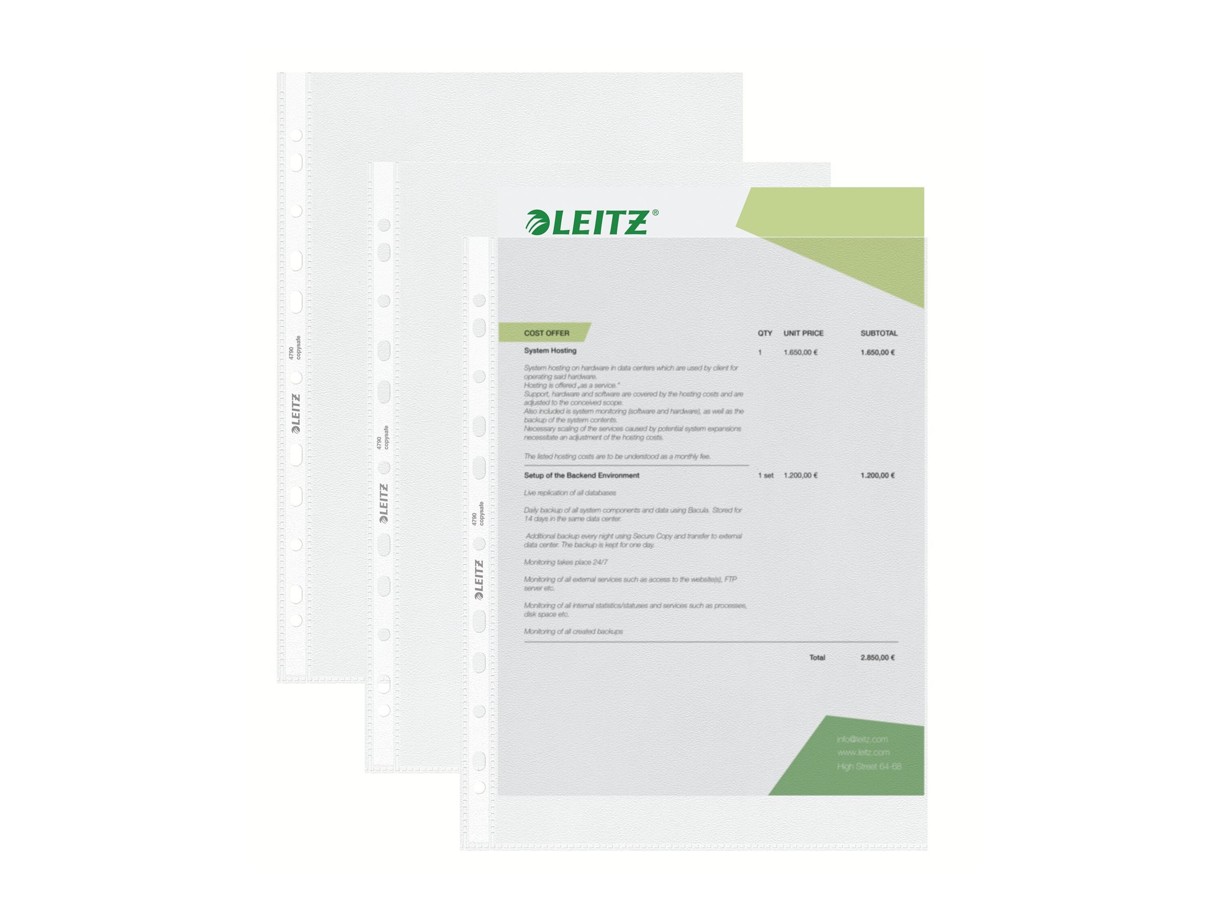 100 LEITZ Prospekthuellen 4790 DIN A4 transparent genarbt 0,085 mm