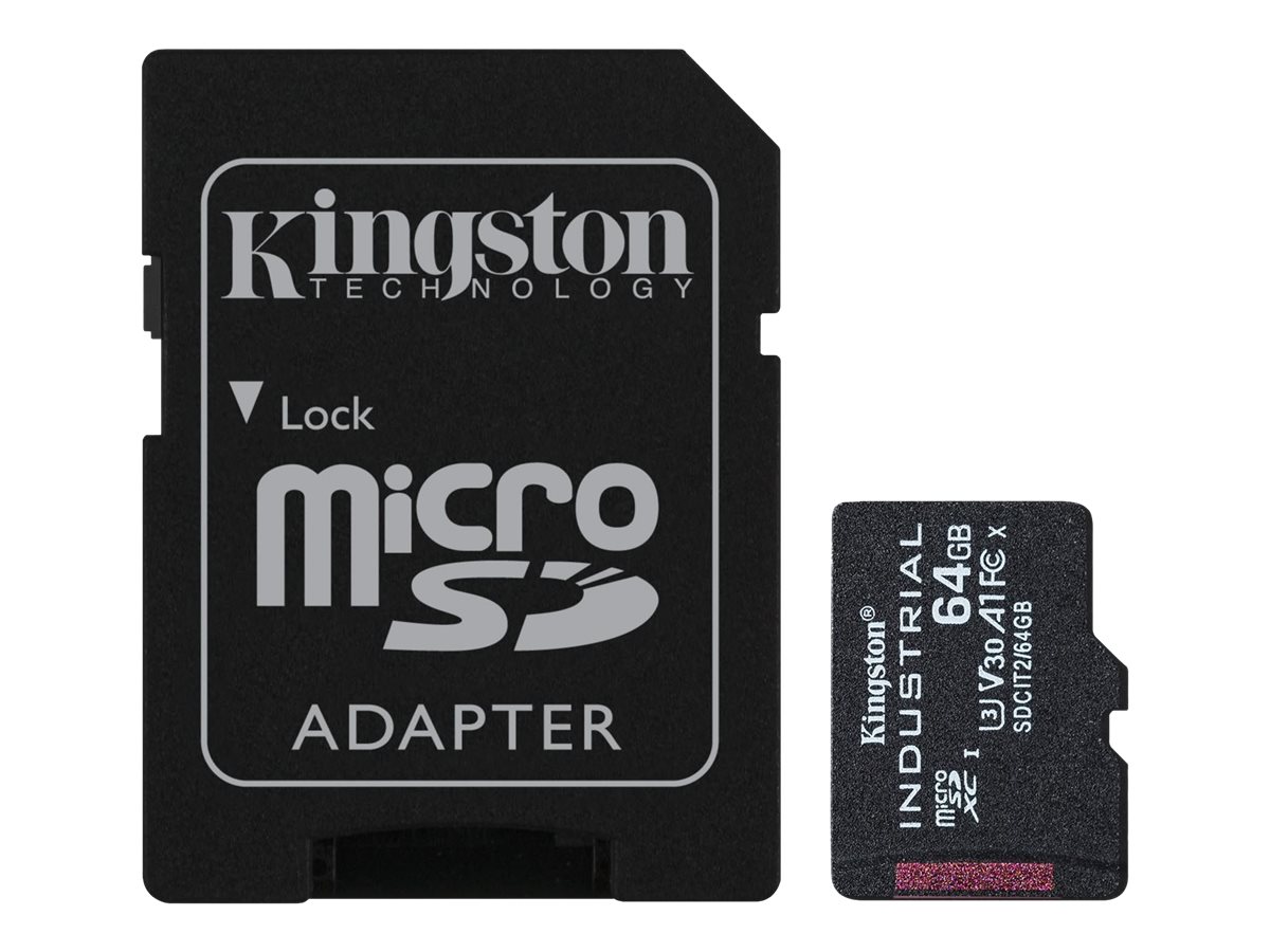 KINGSTON 64GB microSDXC Industrial C10 A1 pSLC Card SD Adapter