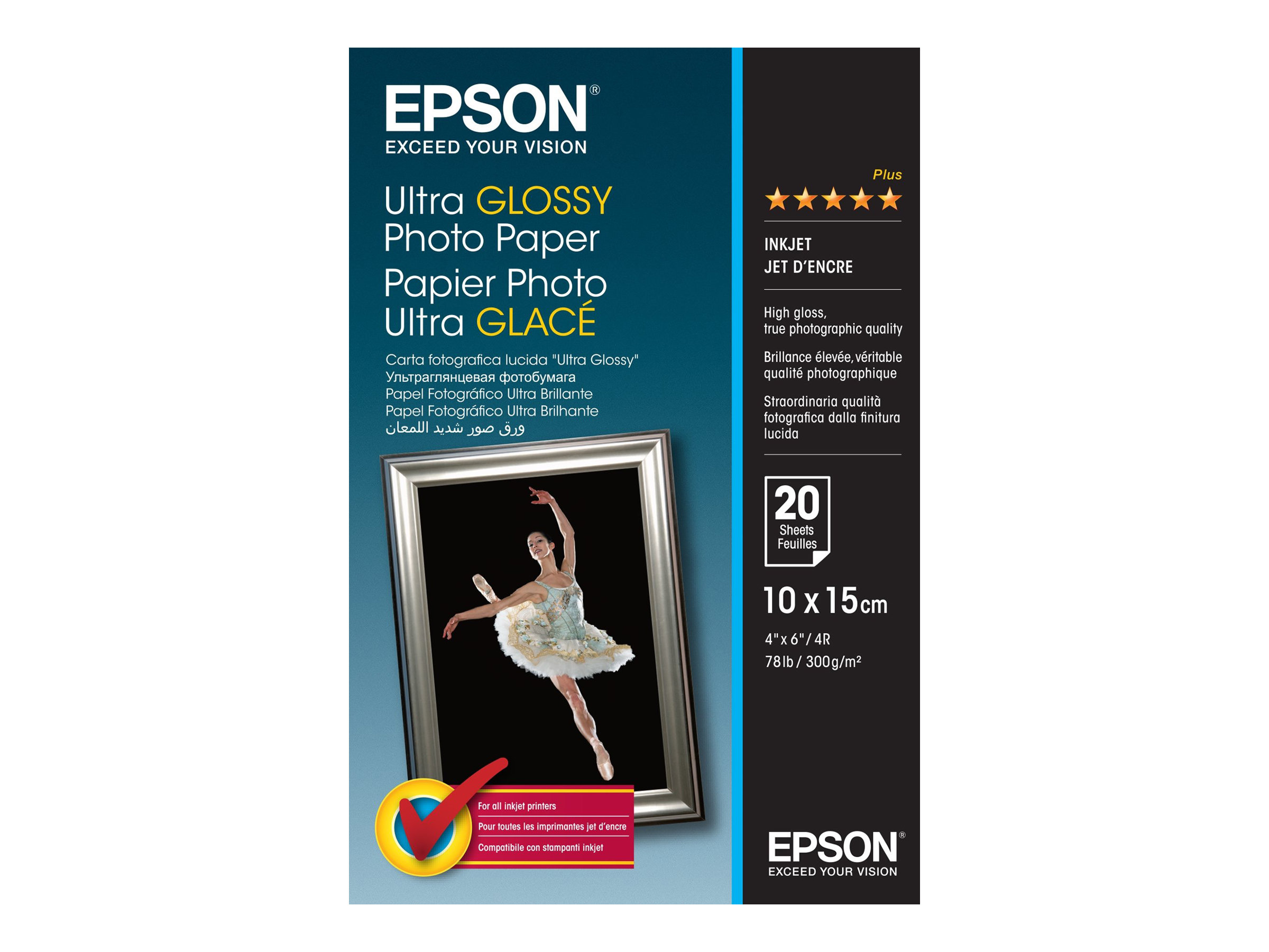 EPSON Fotopapier S041926 10,0 x 15,0 cm hochglÃ¤nzend 300 g/qm 20 Blatt