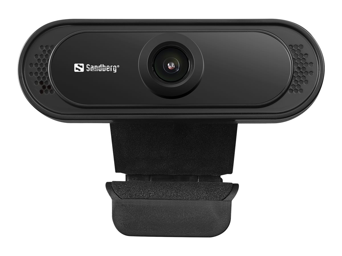 SANDBERG USB Webcam 1080P Saver. Keine Treiberinstallation. Mit Klemme fuer Bildschirm. Stereomikrofon eingebaut.