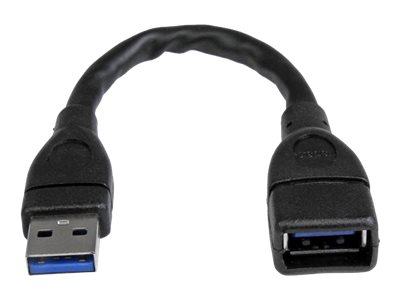 StarTech.com 15cm USB 3.0 Verlängerungskabel - USB 3 Typ A Kabel Verlängerung - Stecker/ Buchse - Schwarz - USB-Verlängerungskabel - USB Typ A bis USB Typ A - 15.2 cm
