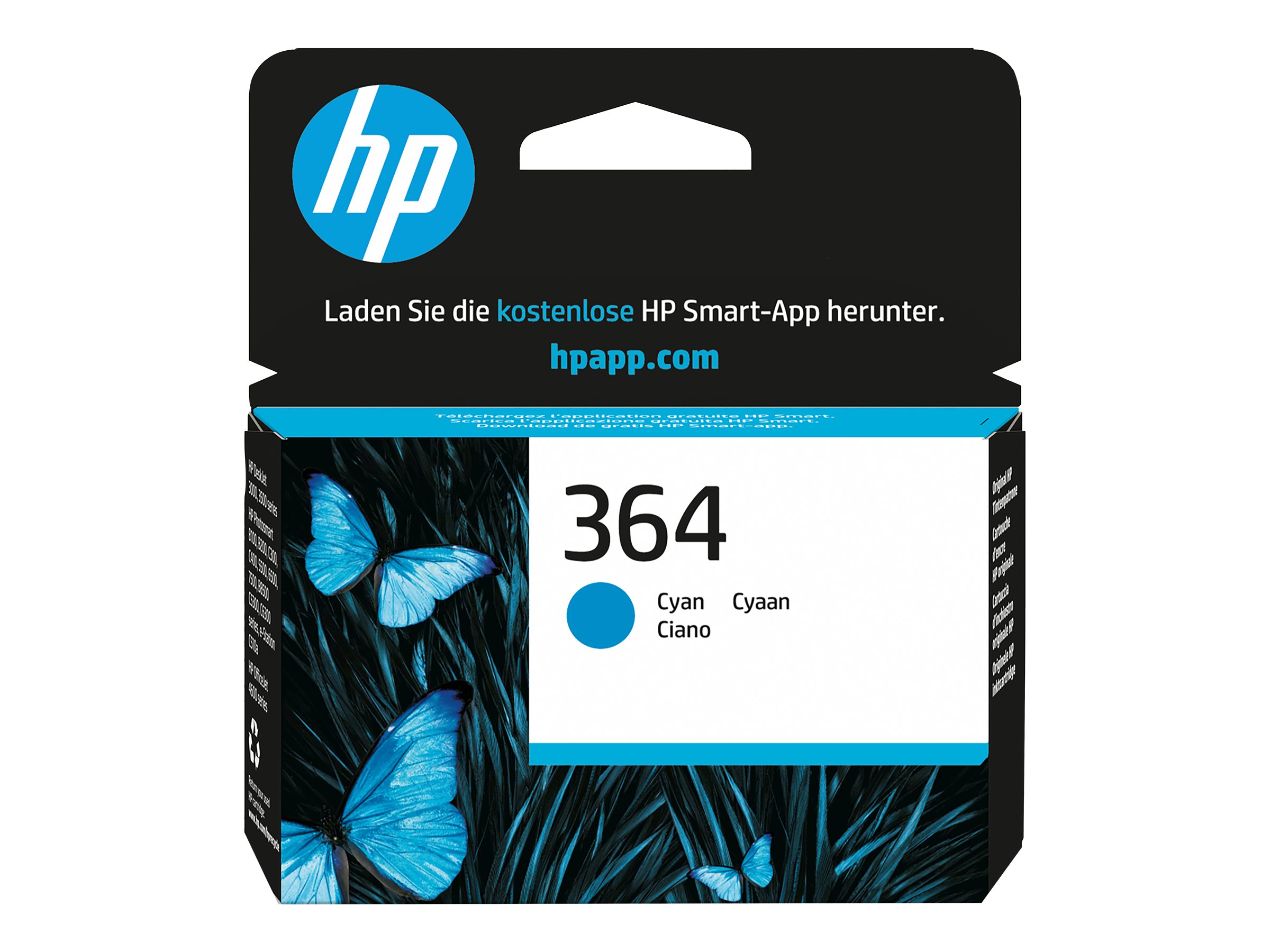HP 364 original Ink cartridge CB318EE BA1 cyan standard capacity 3ml 300 pages 1-pack with Vivera Ink cartridge