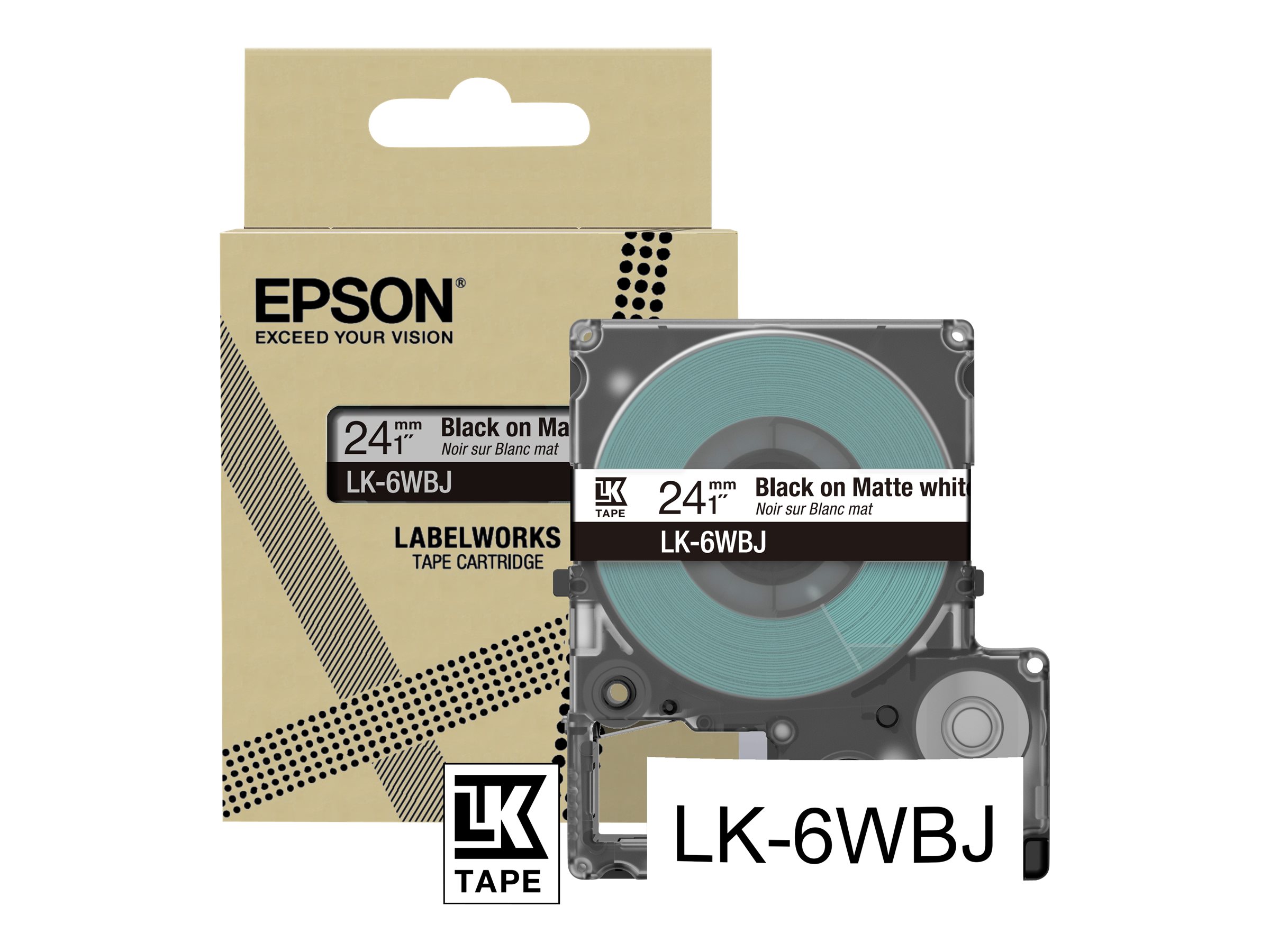 EPSON Schriftband LK LK-6WBJ C53S672064, 24 mm schwarz auf weiÃ