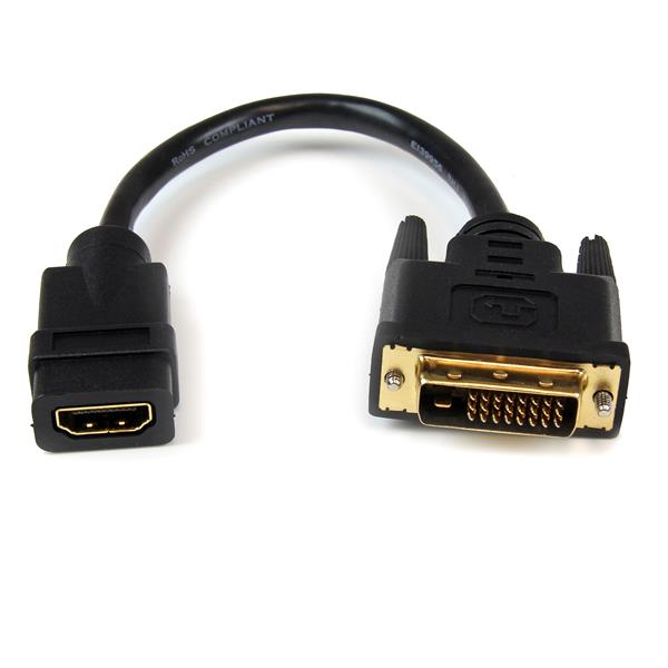 STARTECHCOM HDMI auf DVI Adapter 20cm DVID 25 pin Stecker zu HDMI 19 pin Buchse Monitor Dongle Adapterkabel
