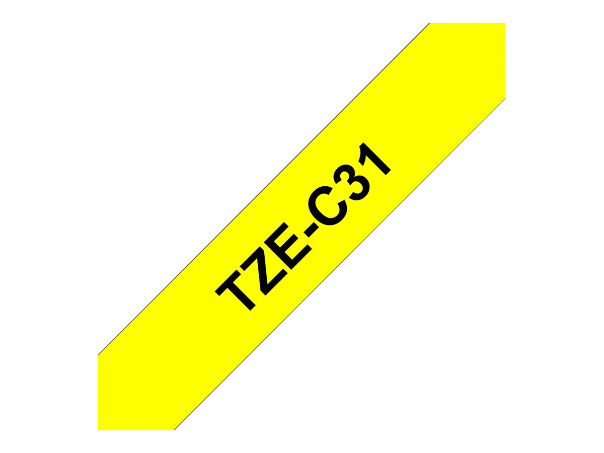 Schriftbandkassette Brother 12mm signal gelb/schwarz TZEC31