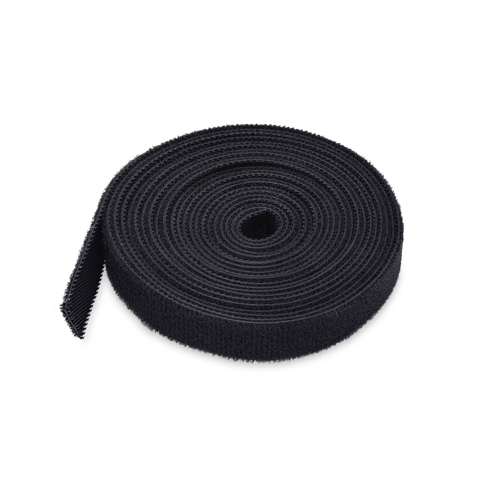 STARTECHCOM 22,8m Klettbandrolle schwarz 12,7mm breit zuschneidbar wiederverwendbare Kabelbinder Klettverschluss Rolle