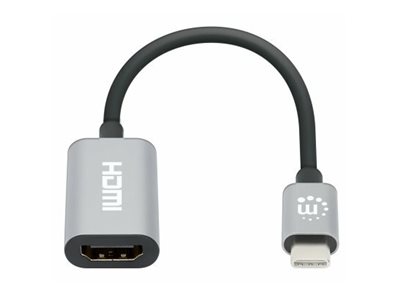 MANHATTAN 4K60Hz USB-C auf HDMI-Adapter USB 3.2 Typ C-Stecker auf HDMI-Buchse aktiver Konverter Aluminium Space Grau