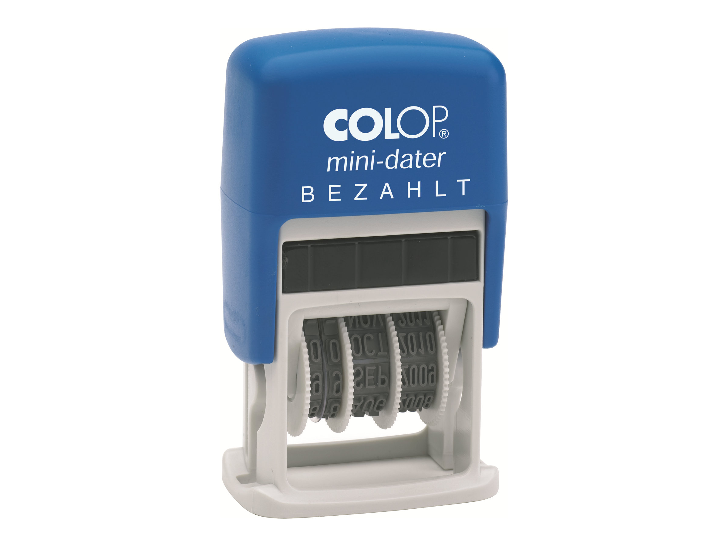 COLOP Datumstempel mit Text Bezahlt Mini-Dater S 160/L selbstfaerbend blau rot, 1 St.