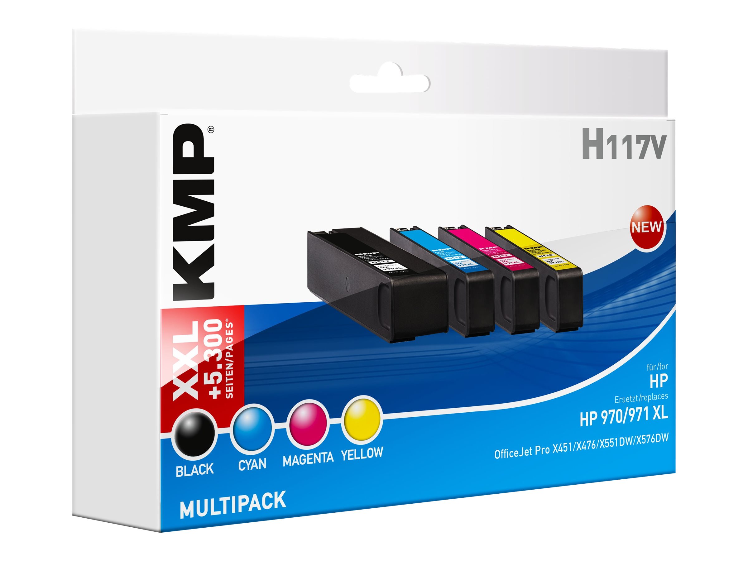 KMP H117V  schwarz, cyan, magenta, gelb Druckerpatronen kompatibel zu HP 970XL + 971XL (CN625AE/CN626AE/CN627AE/CN628AE), 4er-Set