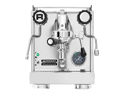 Rocket Appartamento Kompakte Siebtraeger Espressomaschine chrom weiss