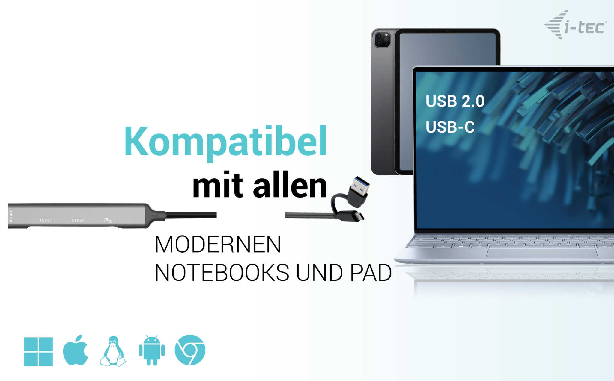 ITEC USBAUSBC Metal HUB 1x USBC 31 3x USB 20