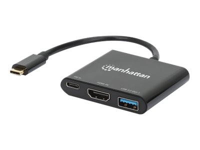 MANHATTAN USB-C auf HDMI 3-in-1 Docking-Konverter mit Power Delivery 100W HDMI 4K30Hz USB-A 5Gbit/s Buchsen Passthrough-Ladeanschl. MANHATTAN USB-C auf HDMI 3-in-1 Docking-Konverter mit Power Delivery 100W HDMI 4K30Hz USB-A 5Gbit/s Buchsen Passthrough-Ladeanschl.