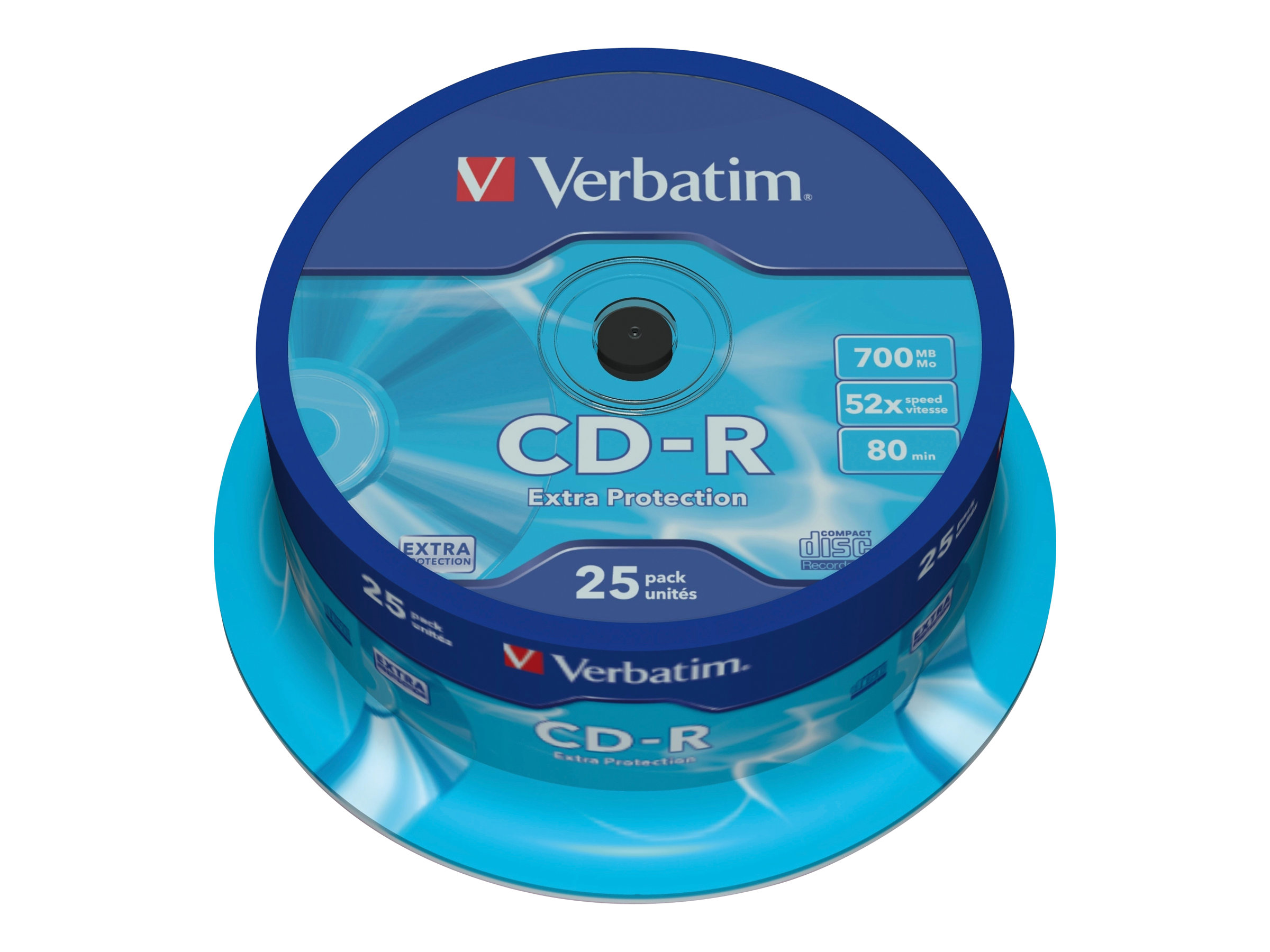 CD-R  Verbatim 700MB 25pcs Pack 52x Spindel extra protect retail