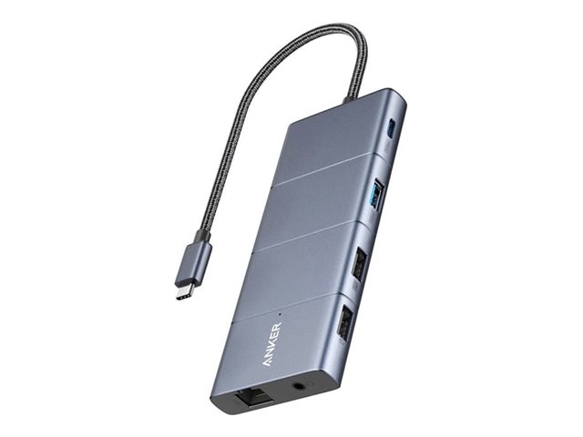 ANKER 565 USBC Hub 11in1 je 1x USBC USBA 10Gbps 2x USBA 1x HDMI 1x DisplayPort 1x 100W USBC 1x Ethernet 1x AUX 1x microSD