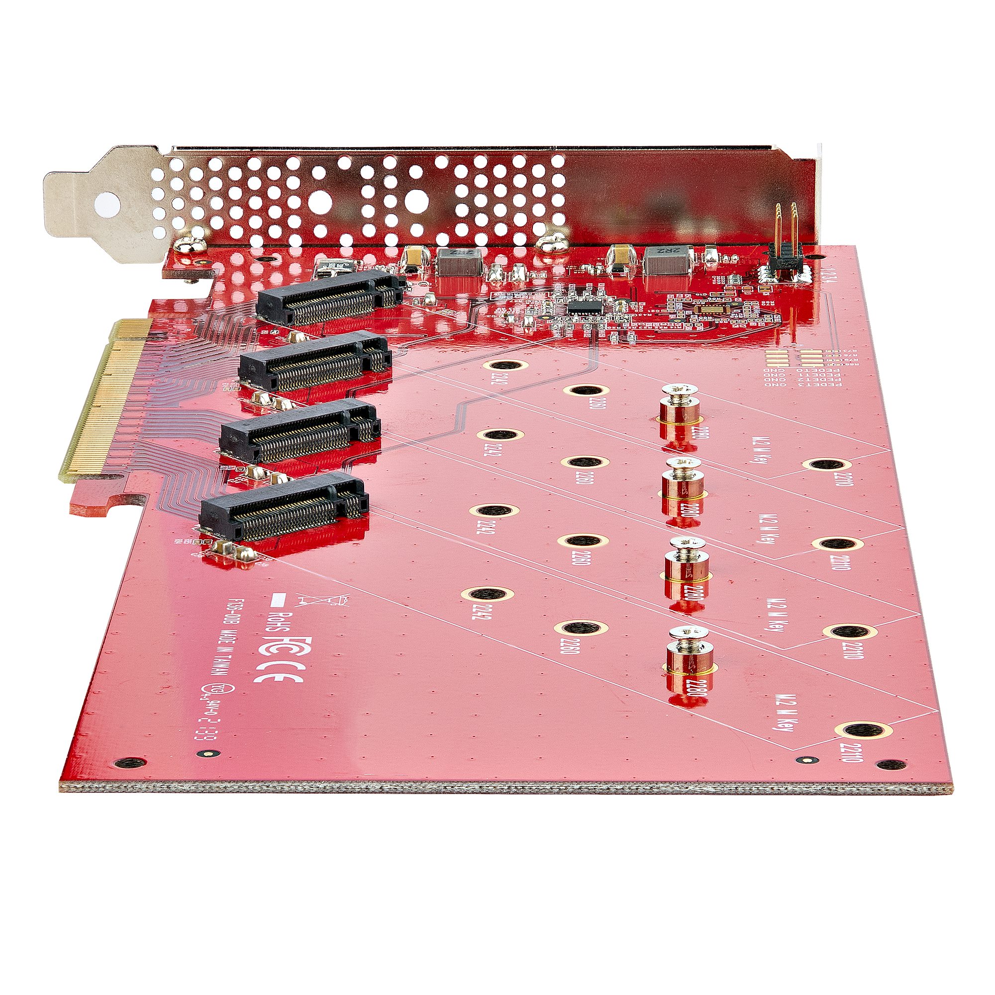 STARTECHCOM Quad M2 PCIe Adapterkarte PCI Express 40 x16 auf Vierfach NVMe oder AHCI MKey M2 SSDs 7,8GBits je SSD Bifurkation