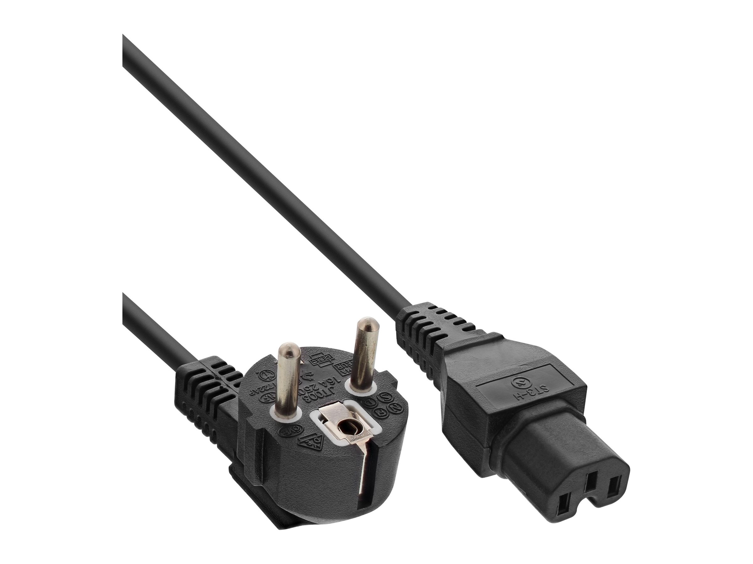 INLINE Netzkabel Schukostecker gewinkelt auf Warmgeraetestecker C15 schwarz 2m INLINE Netzkabel Schukostecker gewinkelt auf Warmgeraetestecker C15 schwarz 2m