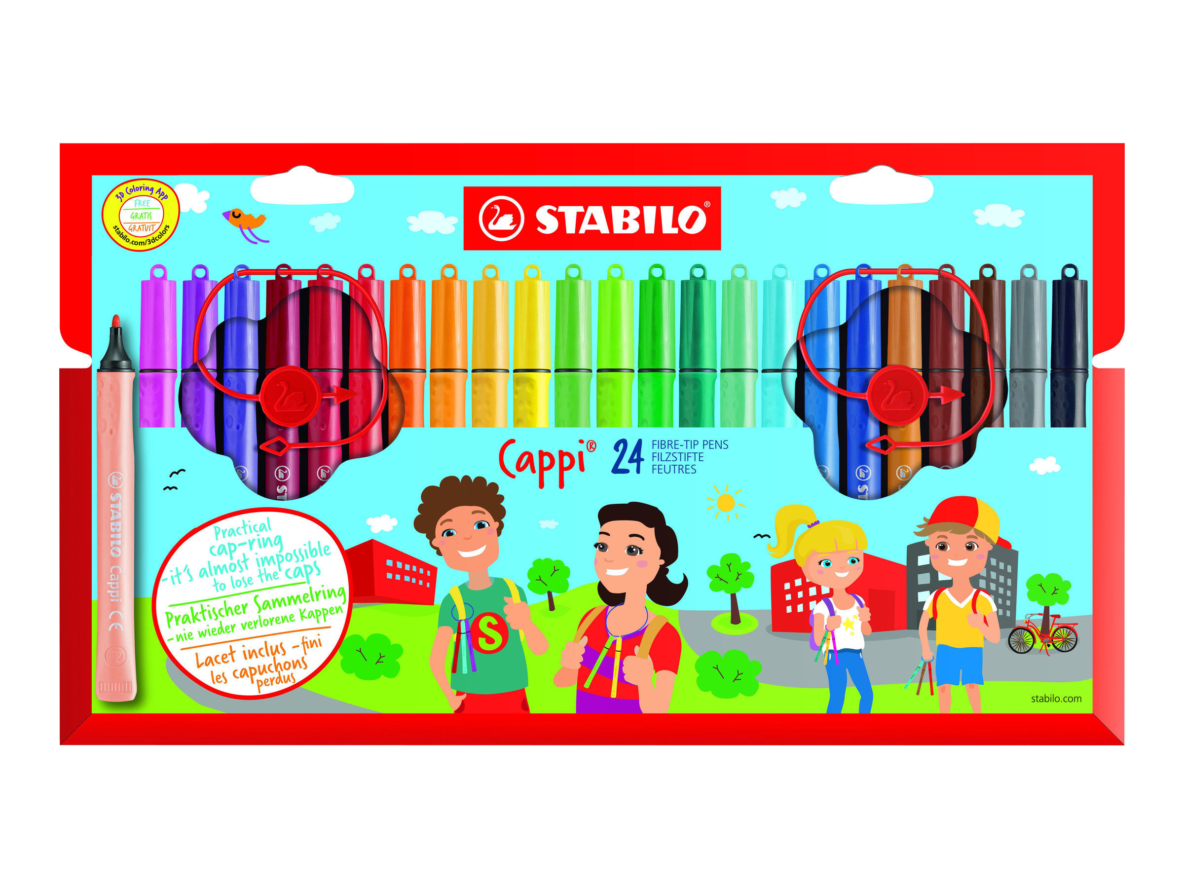 STABILO Cappi Filzstifte farbsortiert, 24 St. STABILO Cappi Filzstifte farbsortiert, 24 St.