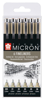 Sakura Pigma Micron Fineliner-Set schwarz 6-teilig