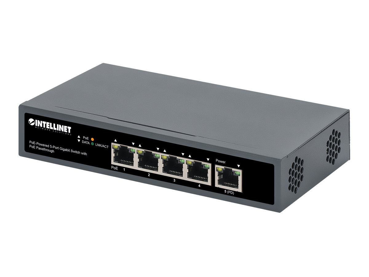 INTELLINET PoE-Powered 5-Port PoE+ Gigabit Switch mit PoE-Passthrough ein PoE++ 4PPoE PD PoE-Port bis 95W vier PSE PoE-Ports bis 65W INTELLINET PoE-Powered 5-Port PoE+ Gigabit Switch mit PoE-Passthrough ein PoE++ 4PPoE PD PoE-Port bis 95W vier PSE PoE-Ports bis 65W