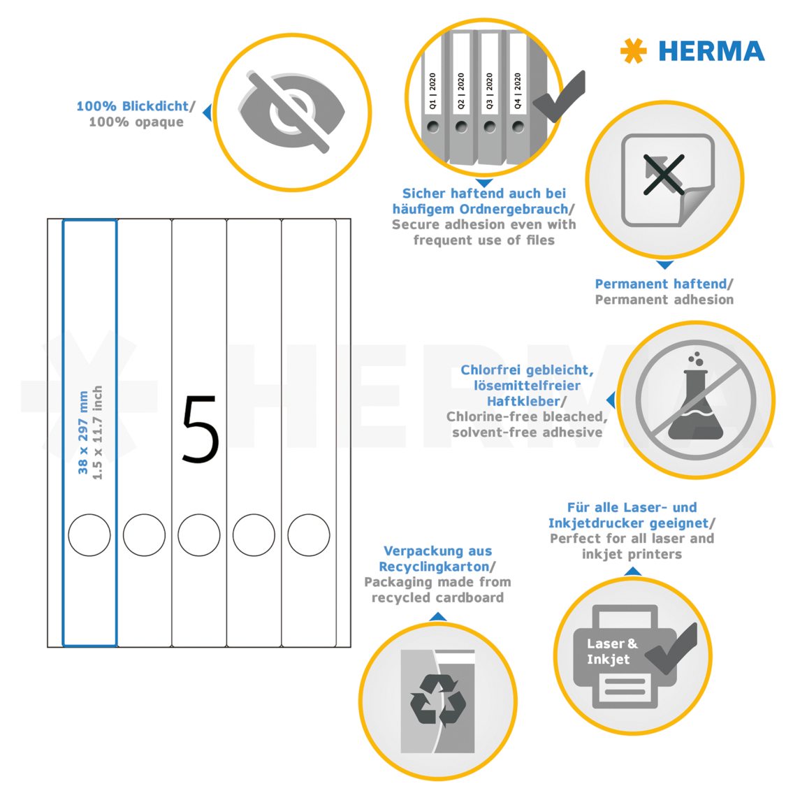 125 HERMA Ordneretiketten 5130 weiss
