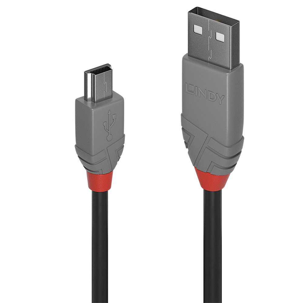 LINDY 5m USB 2.0 A/Mini-B Anthra Line