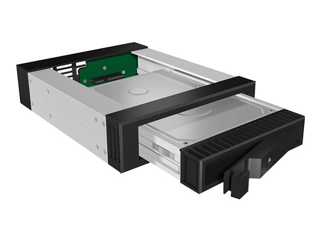 ICY BOX IB-129SSK-B Wechselrahmen fuer 3.5/2.5 SATA/SAS Festplatten Spezialgehaeuse aus Aluminium für bessere Kuehlung