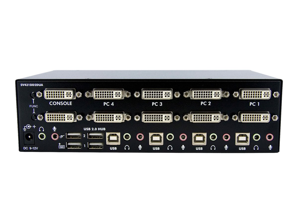 STARTECH.COM 4 Port Dual DVI USB KVM Switch/ Umschalter mit Audio und USB 2.0 Hub
