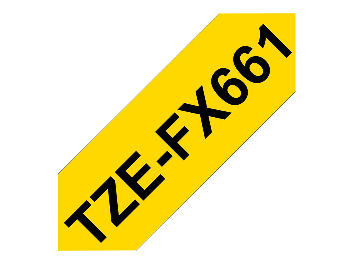 Schriftband TZe-FX661 (lam., flex.) Schwarz auf Gelb 36mm x 8m
