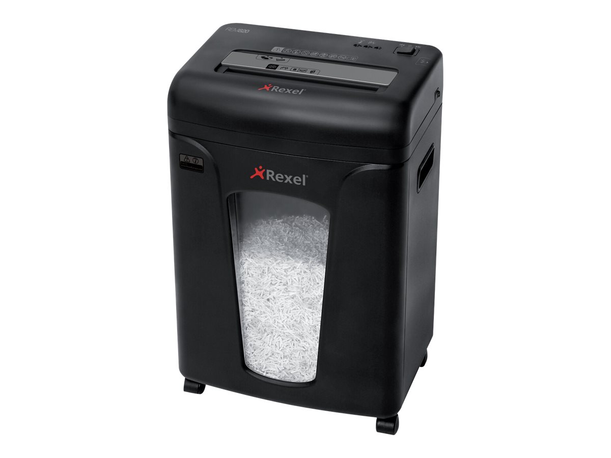 Rexel Mercury REM820 Aktenvernichter mit Partikelschnitt P-5, 2 x 15 mm, bis 8 Blatt, schwarz Rexel Mercury REM820 Aktenvernichter mit Partikelschnitt P-5, 2 x 15 mm, bis 8 Blatt, schwarz