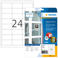 HERMA wetterfeste Etiketten weiß 66,0 x 33,8 mm, 20 Blatt