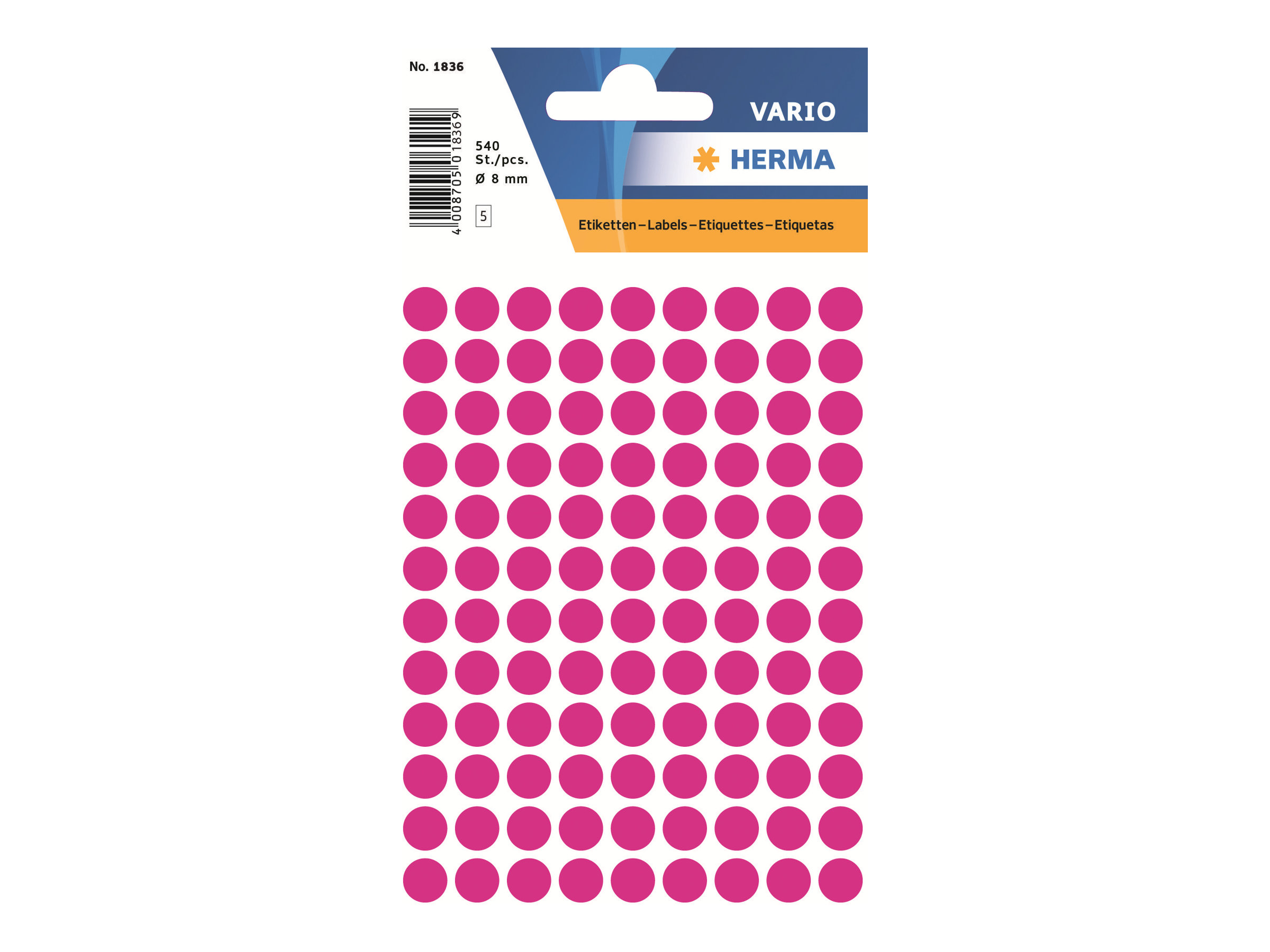 HERMA Klebepunkte 1836 pink Ø 8,0 mm, 10x 540 St. HERMA Klebepunkte 1836 pink Ø 8,0 mm, 10x 540 St.