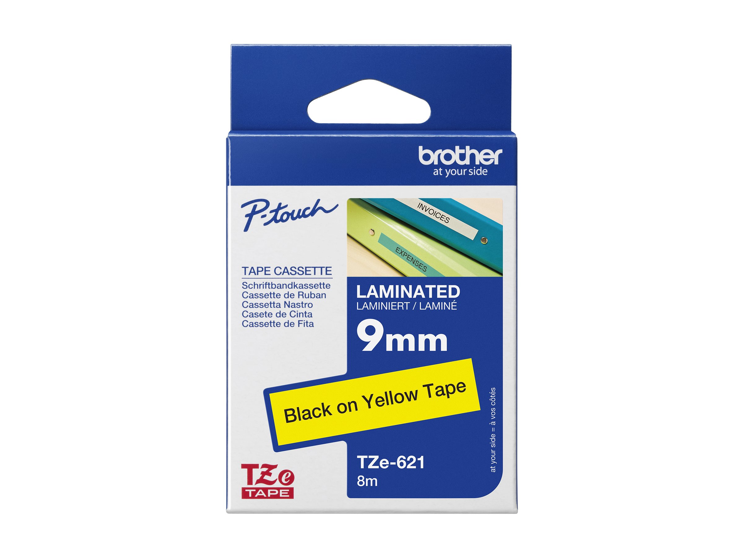 TZE621 BROTHER PT Schriftband 9mm gelb TZE621 BROTHER PT Schriftband 9mm gelb