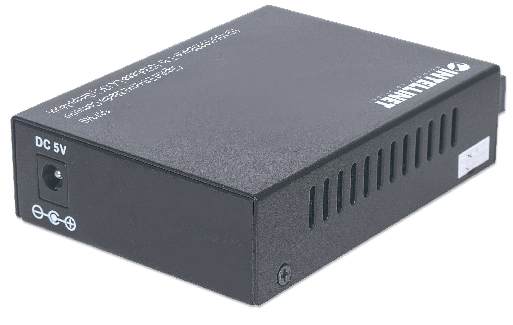 INTELLINET Gigabit Ethernet Singlemode Medienkonverter 101001000BaseT auf 1000BaseLX SC Single Mode Reichweite bis 20 km