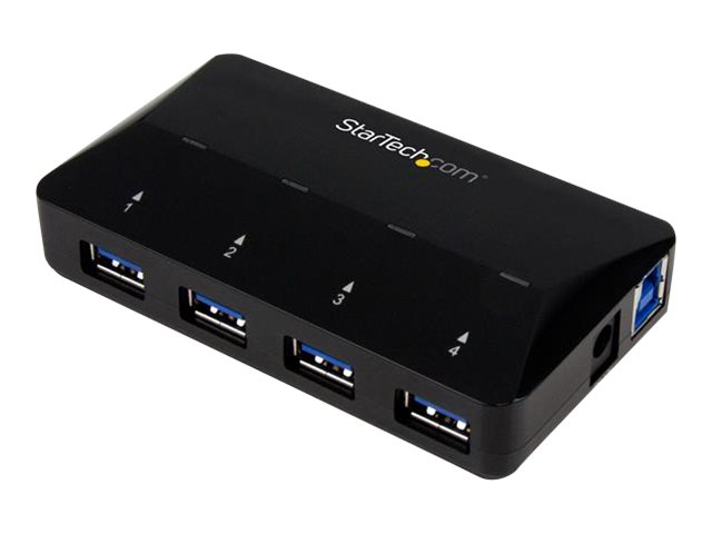 StarTech.com 4 Port USB 3.0 Hub plus dedizierter Ladeanschluss - 1 x 2.4 A Port - Desktop USB Hub und Schnelllade Station - USB-Umschalter für die gemeinsame Nutzung von Peripheriegeräten - 4 Anschlüsse