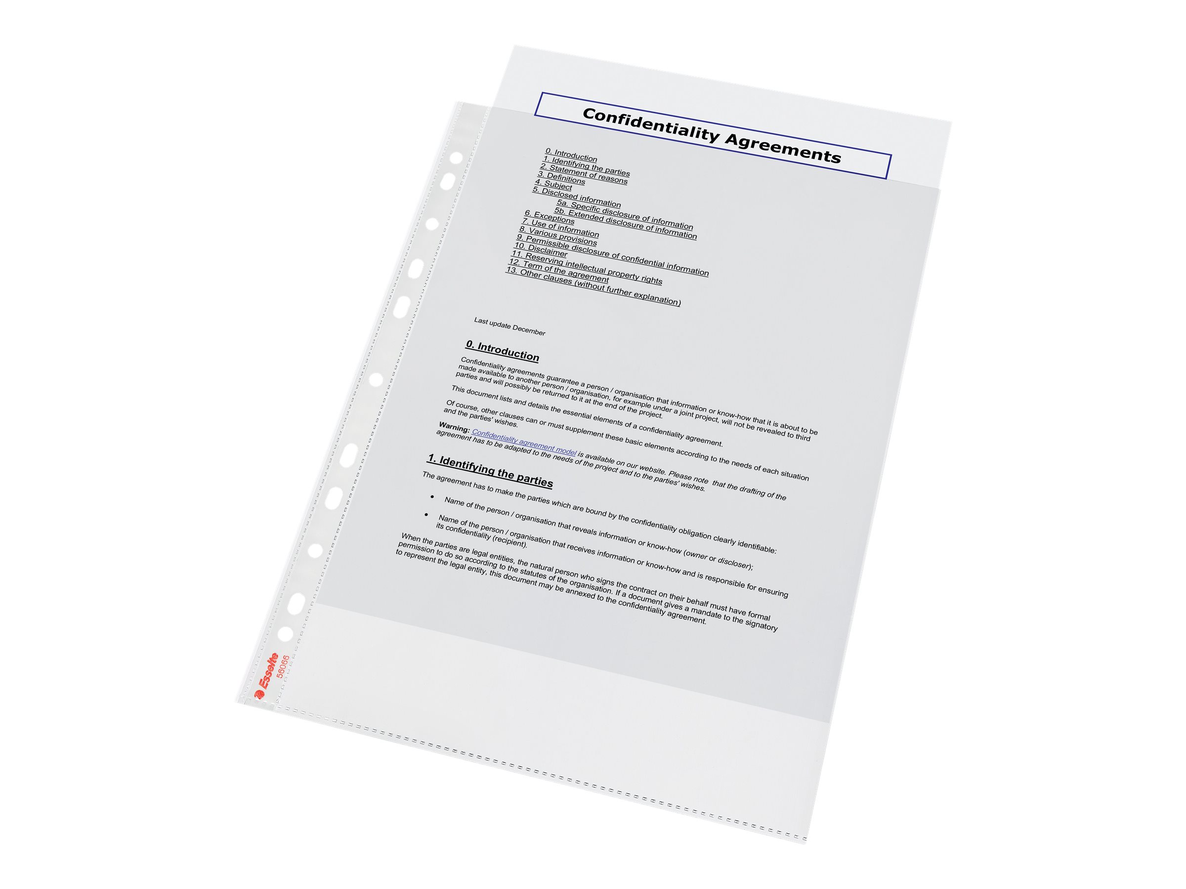 100 Esselte ProspekthÃ¼llen Standard DIN A4 transparent glasklar 0,05 mm