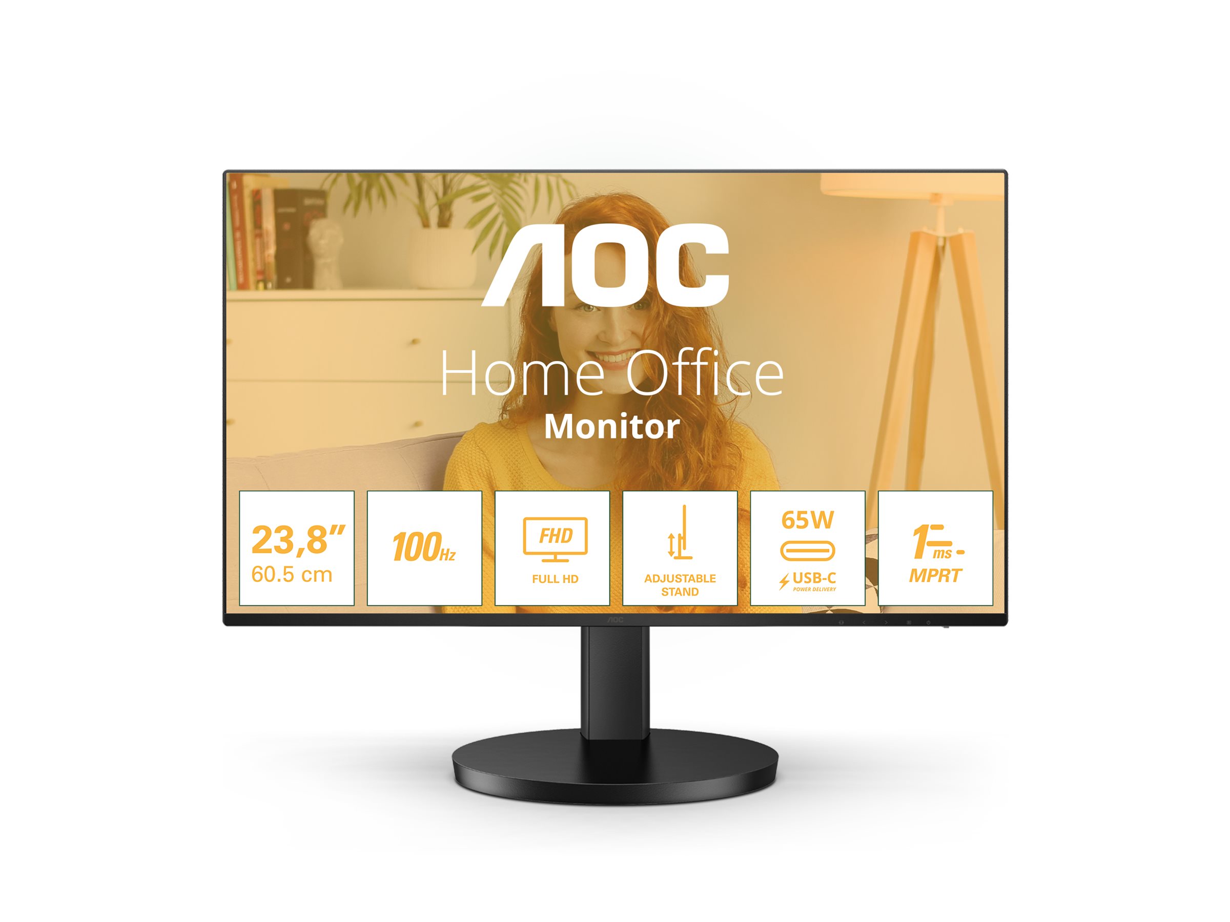61cm24 1920x1080 AOC Basicline 24B3CF2 169 FHD IPS 1ms 100Hz HDMI USBC Speaker Black