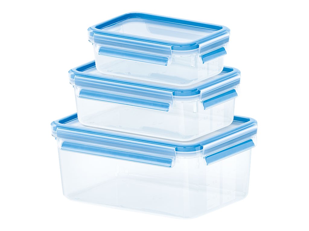 emsa Frischhaltedosen-Set CLIP & CLOSE transparent 0,55/1,0/2,2 l, 1 Set