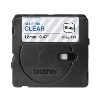 brother Schriftband Btag BTAG133, 12 mm blau auf transparent