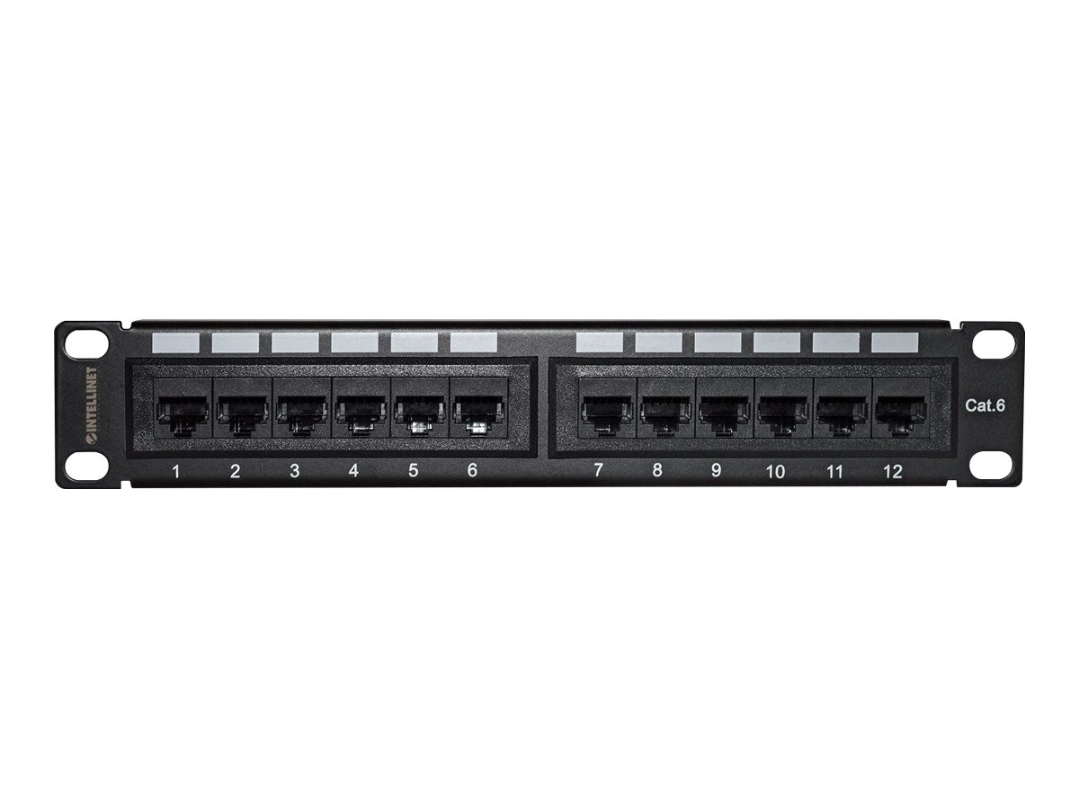 10 Patchpanel 1HE 12-Port Cat6 UTP schwarz