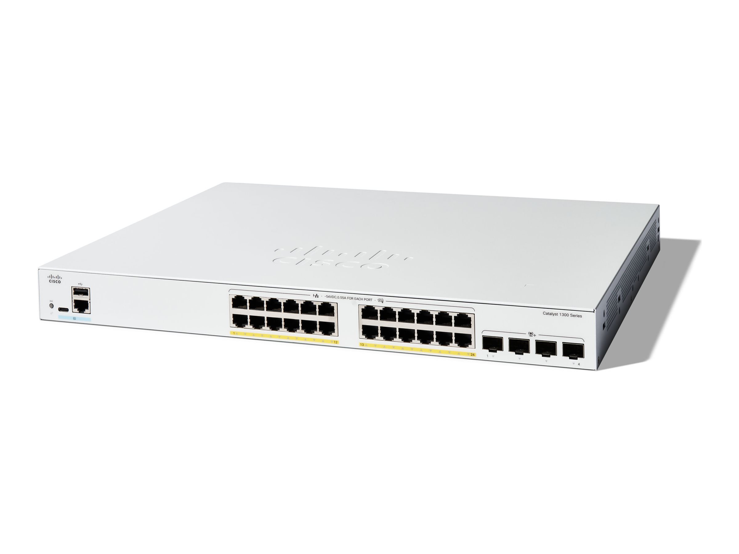 CISCO Catalyst 1300 24-Port Switch / PoE+ with 370W power budget / 4 x 10G SFP+ Uplinks