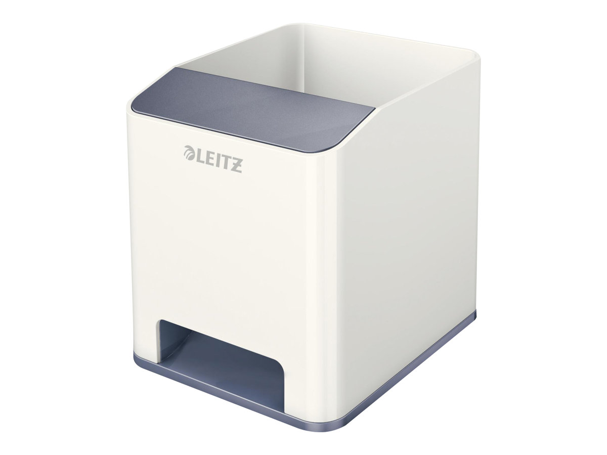 LEITZ Stiftehalter WOW Duo Colour perlweiss/grau Polystyrol 2 Faecher 9,0 x 10,1 x 10,0 cm