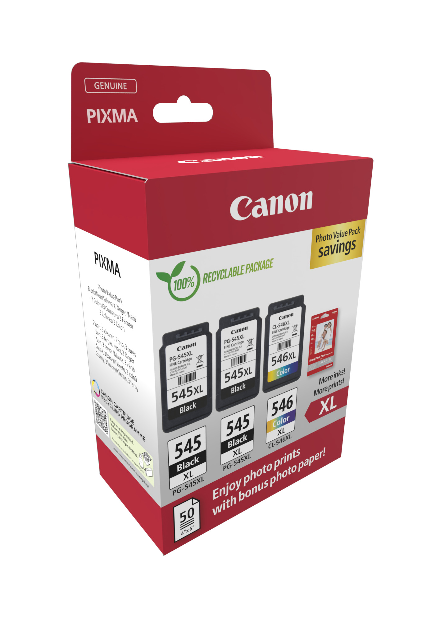 Canon PG-545XL CL-546XL Foto Value Pack Schwarz Farbe