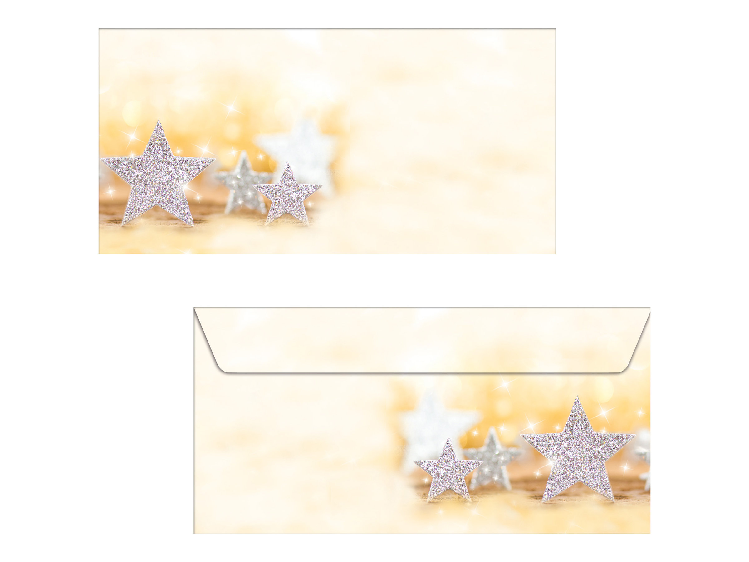 50 SIGEL Weihnachtsbriefumschlaege Glitter Star DIN lang ohne Fenster