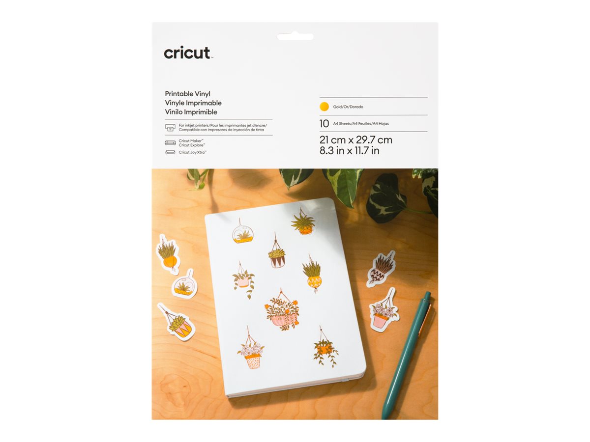 cricut bedruckbare Aufkleberfolie für Schneideplotter gold 21,0 x 29,7 cm, 10 St