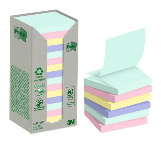 Postit Recycling ZNotes Haftnotizen farbsortiert, 16 Blöcke