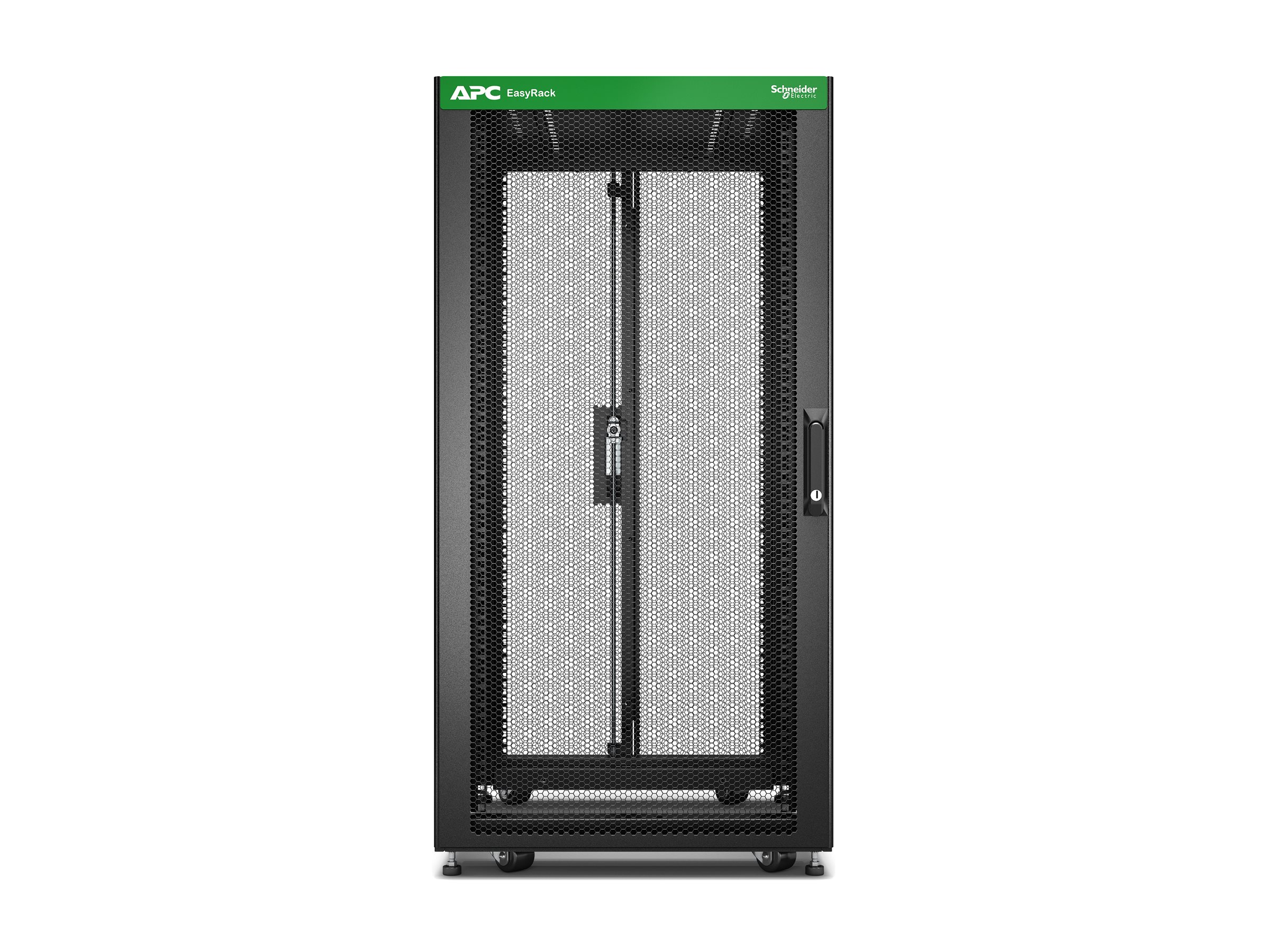 APC Easy Rack 600mm/24U/1000mm with Roof Side panel castors feet and 4 Brackets No Bottom black