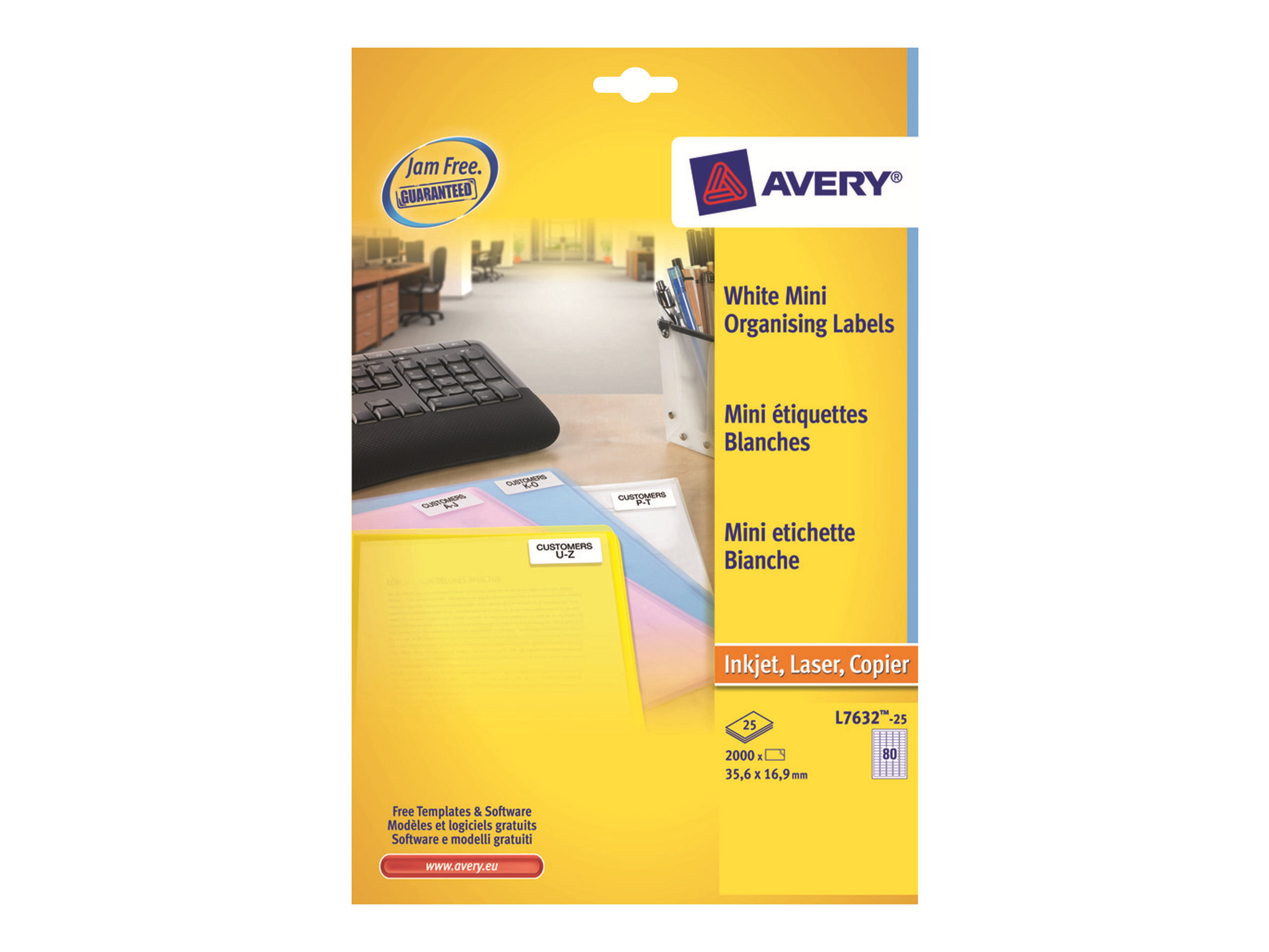 2.000 AVERY Zweckform Etiketten L7632-25 weiss 35,6 x 16,9 mm 2.000 AVERY Zweckform Etiketten L7632-25 weiss 35,6 x 16,9 mm