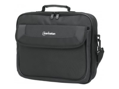 MANHATTAN Cambridge Clamshell Notebooktasche 35,8cm 14,1Zoll Staufächer an Front Rück und Innenseite Schultergurt Tragegriff schwarz